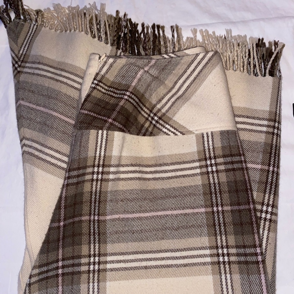 Bandolino Beige and Brown Plaid Maxi Skirt